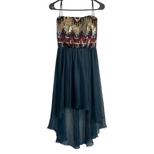 Vintage As U Wish Dress Womens Size 9 Strapless Sequins Sheer Lined Y2K 90s